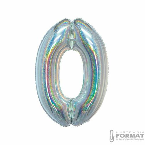 Balon foliowy Cyfra 0, holograficzna srebrna 2
