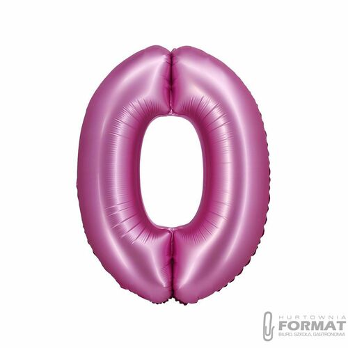 Balon foliowy Cyfra 0 satynowa różowa 76 cm 2