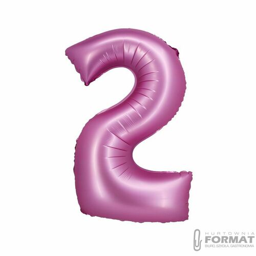 Balon foliowy Cyfra 2 satynowa różowa 76 cm 2