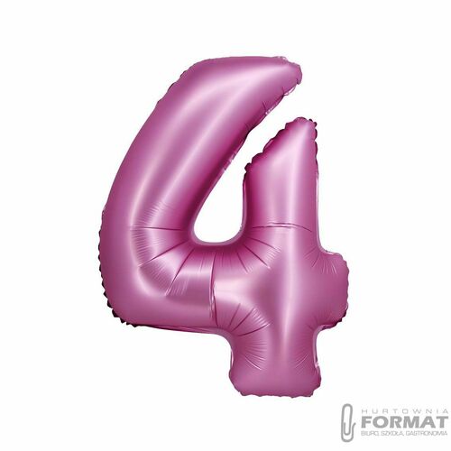 Balon foliowy Cyfra 4 satynowa różowa 76 cm 2