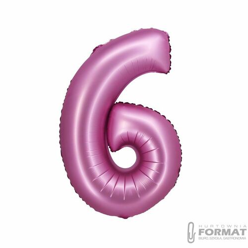 Balon foliowy Godan Beauty&Charm Cyfra 6 satynowy róż 76cm (CH-BSR6) 2