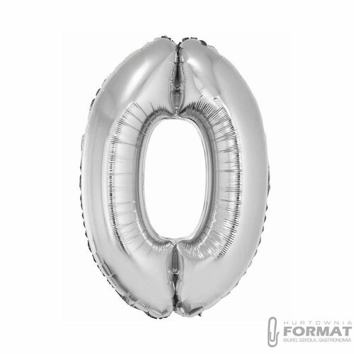 Balon foliowy Smart, Cyfra 0, srebrna, 76 cm 2