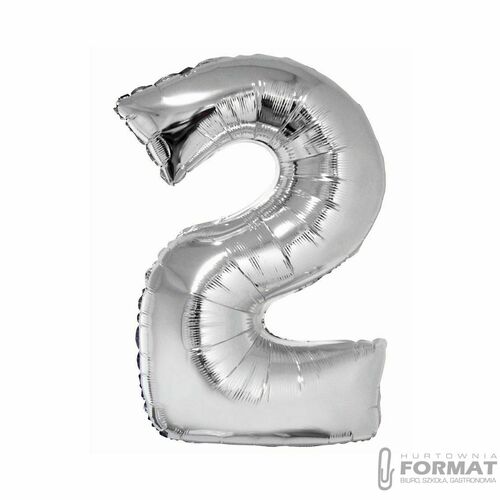 Balon foliowy Smart, Cyfra 2, srebrna, 76 cm 2