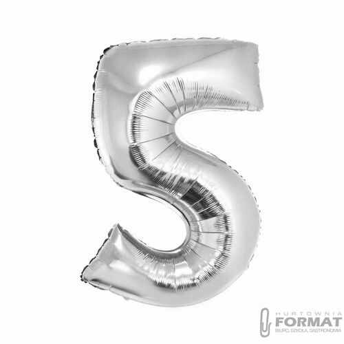 Balon foliowy Smart, Cyfra 5, srebrna, 76 cm 2