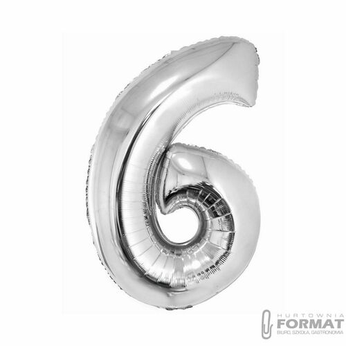 Balon foliowy Smart, Cyfra 6, srebrna, 76 cm 2