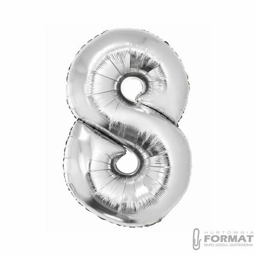 Balon foliowy Smart, Cyfra 8, srebrna, 76 cm 2