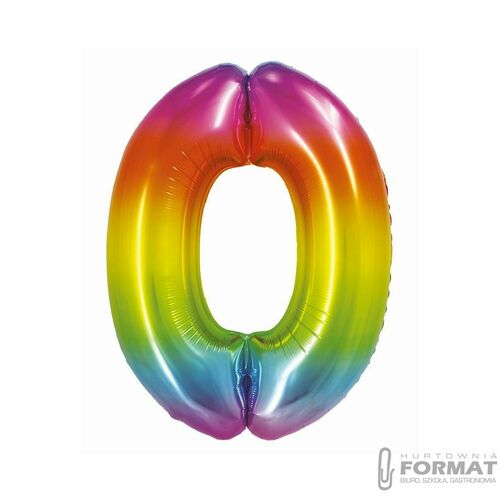 Balon foliowy Smart, Cyfra 0, tęczowa, 76 cm 2