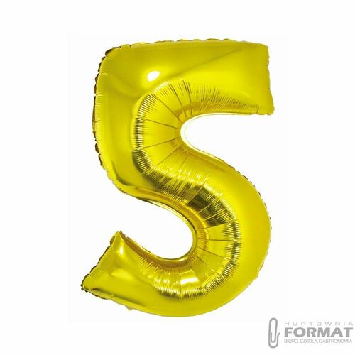 Balon foliowy Smart, Cyfra 5, złota, 76 cm 2