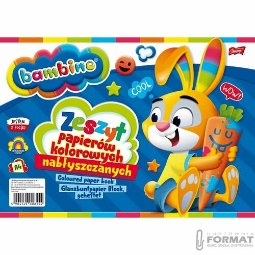 BAMBINO WYCINANKA ZESZYT PAPIERÓW KOLOROWYCH A4 2
