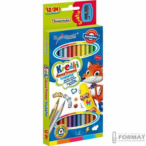 Bambino Kredki dwustronne trójkątne 12/24 kolory 2
