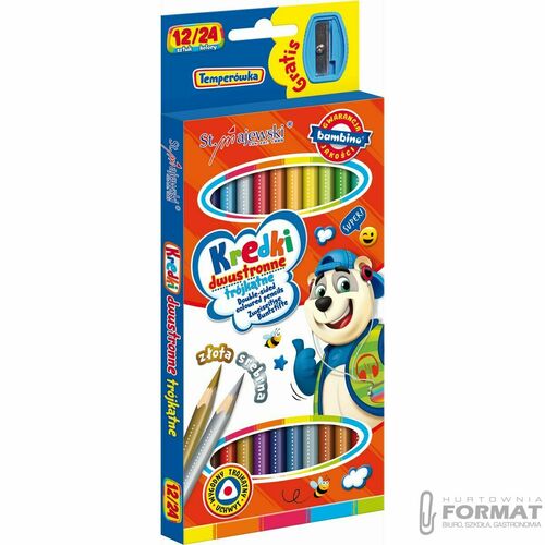 Bambino Kredki dwustronne trójkątne 12/24 kolory 3