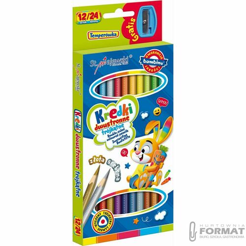 Bambino Kredki dwustronne trójkątne 12/24 kolory 4