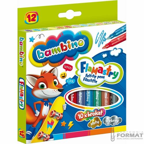 Bambino Flamastry brokatowe 12 kolorów 2