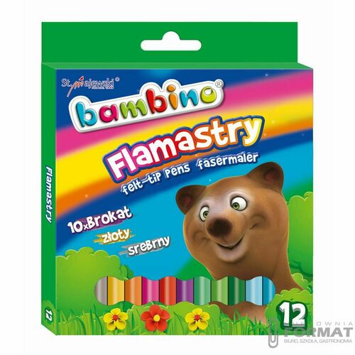 Bambino Flamastry brokatowe 12 kolorów 3