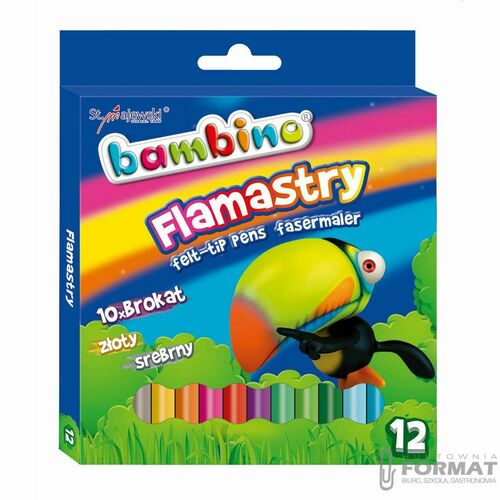 Bambino Flamastry brokatowe 12 kolorów 4