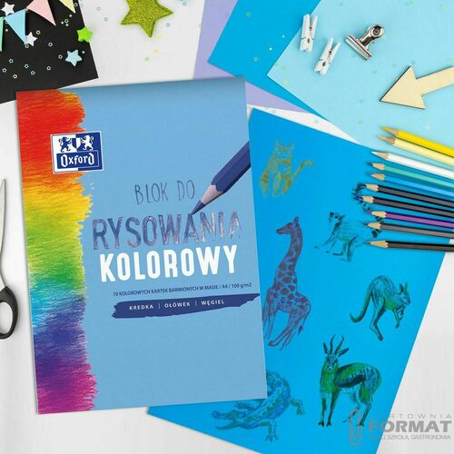 Blok rysunkowy kolorowy A4 10 kartek Oxford 2