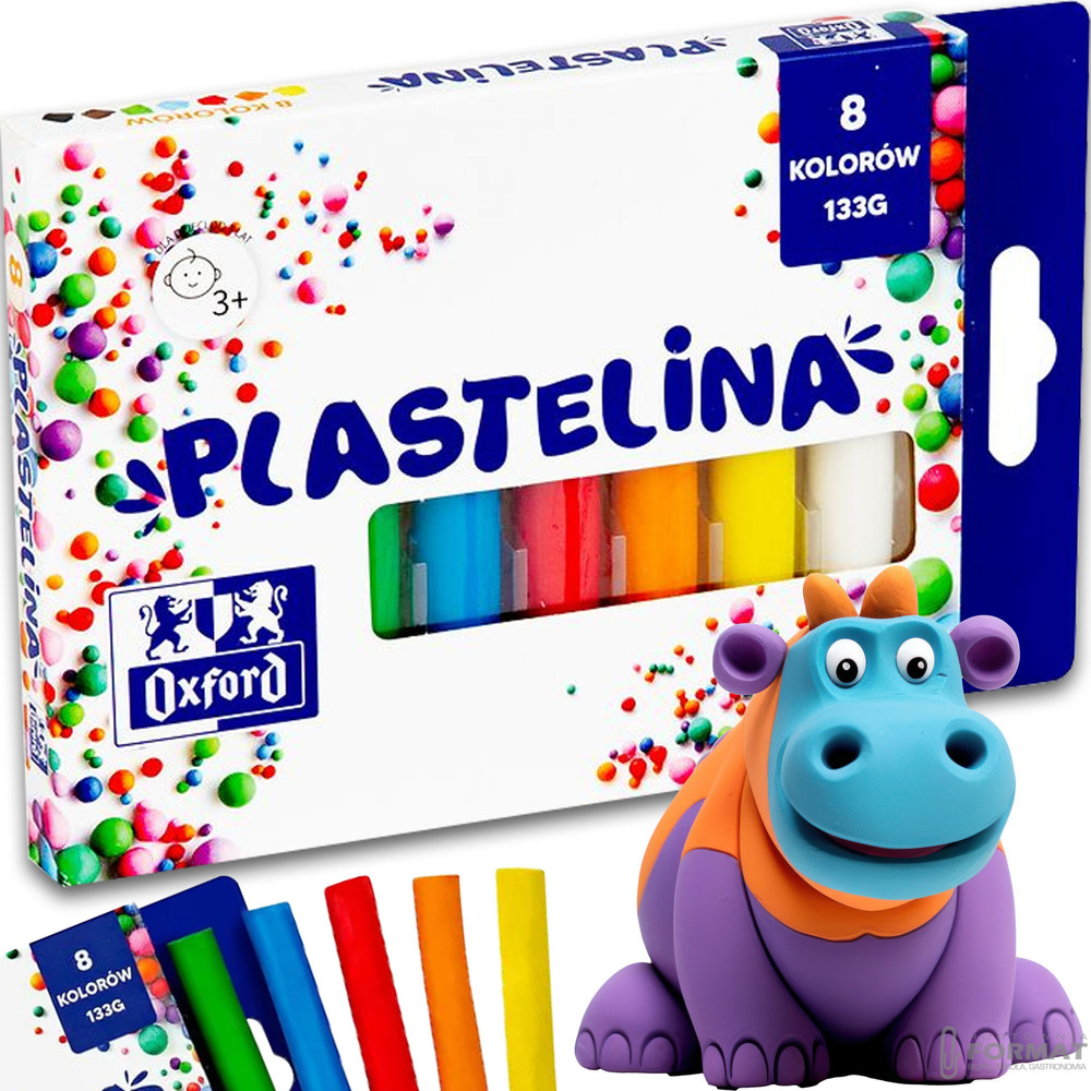 PLASTELINA SZKOLNA DLA DZIECI OXFORD 8 KOLORÓW 133g OKRĄGŁA 1