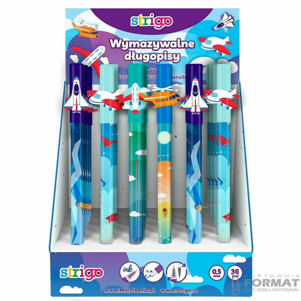 Długopis wymazywalny Strigo AIRCRAFT 5902315577602 niebieski 0,5mm (SSC197) 1