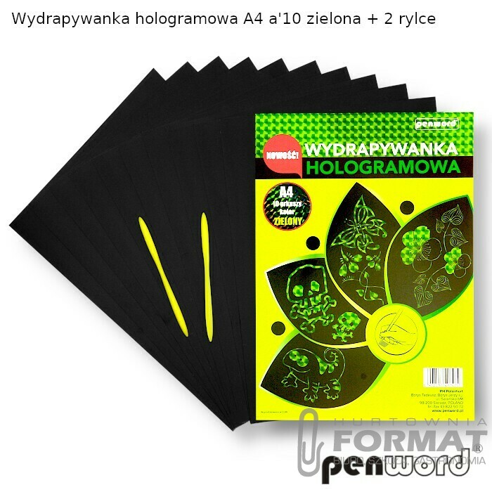 WYDRAPYWANKA HOLOGRAMOWA A4 ZIELONA a'10 + 2 rylce HP-06 1