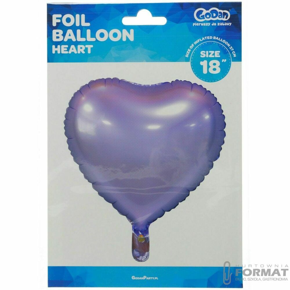 Balon foliowy Godan serca 18 matowe, liliowe 18cal (BS-HMLI) 1