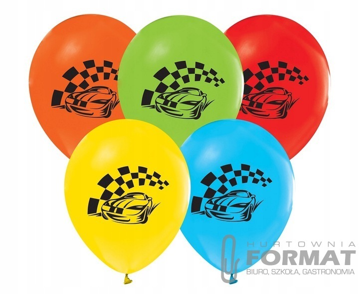Balony Samochody (wyścigowe), 12 cali, 5 szt. 1