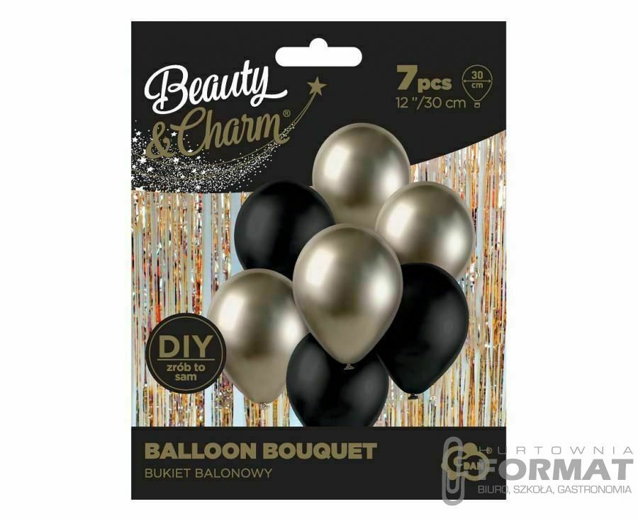 Balon gumowy Godan Bukiet balonowy B&C prosecco-czarny, 7 szt. czarny 300mm 12cal (BB-PRC7) 1