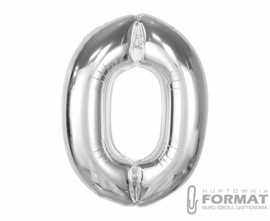 Balon foliowy Godan Smart, cyfra 0, srebrna, 92 cm (CH-S9S0) 1