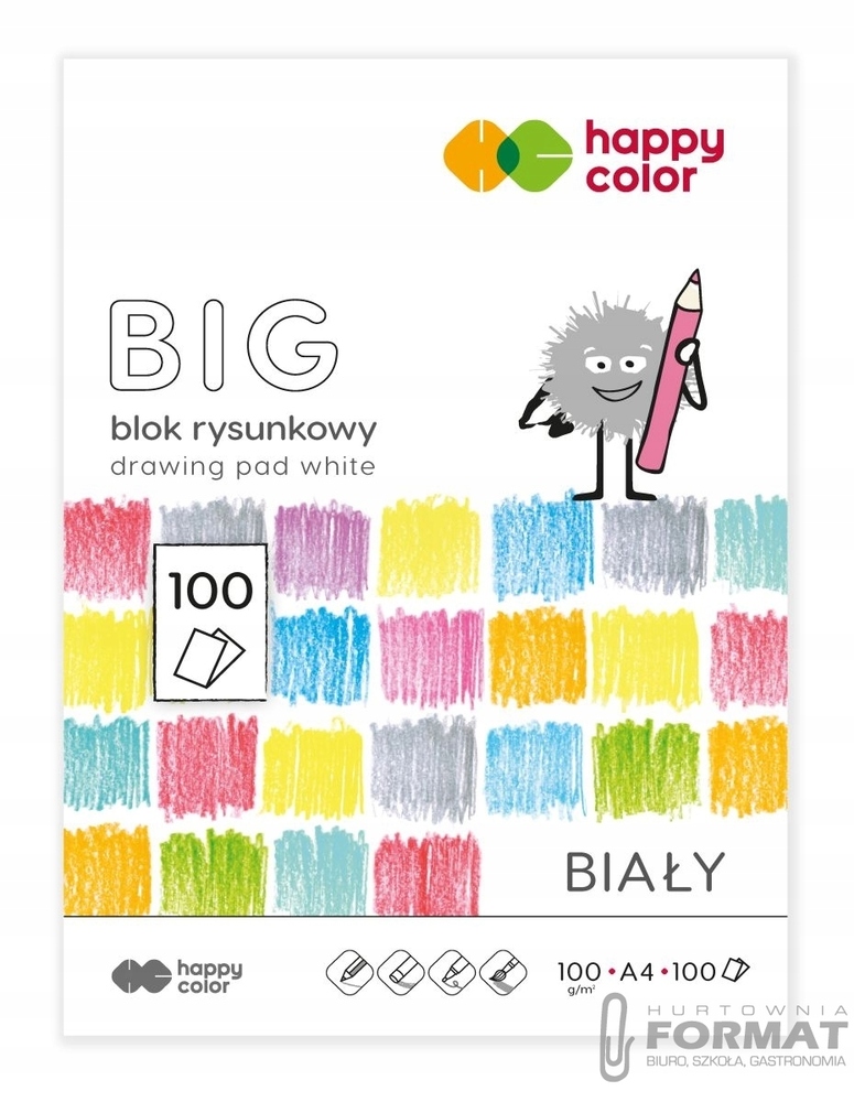 Blok rysunkowy biały A4/100K BIG HAPPY COLOR GDD 1