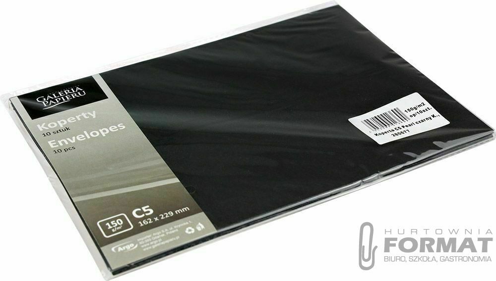 Koperta Galeria Papieru pearl czarny C5 czarny (280677) 10 sztuk 1