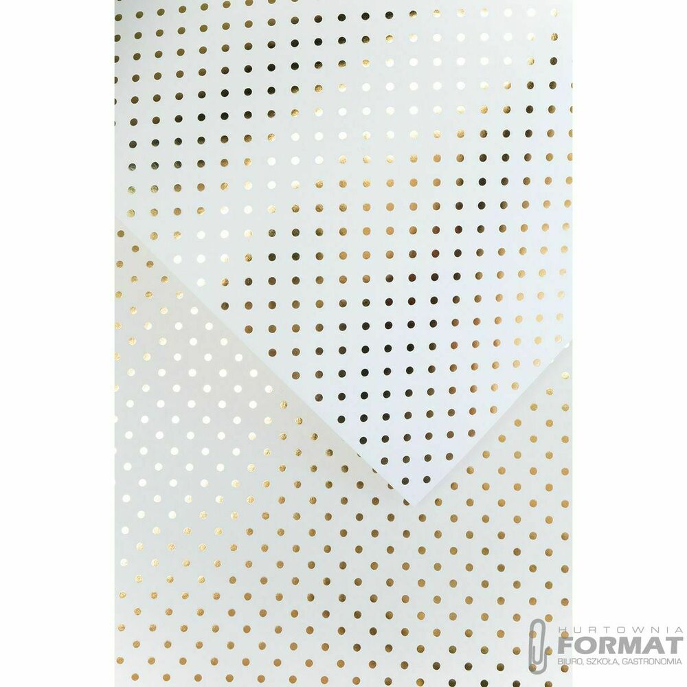 Papier ozdobny (wizytówkowy) Galeria Papieru metaliczne kropki złoty A4 złoty 200g (208932) 1