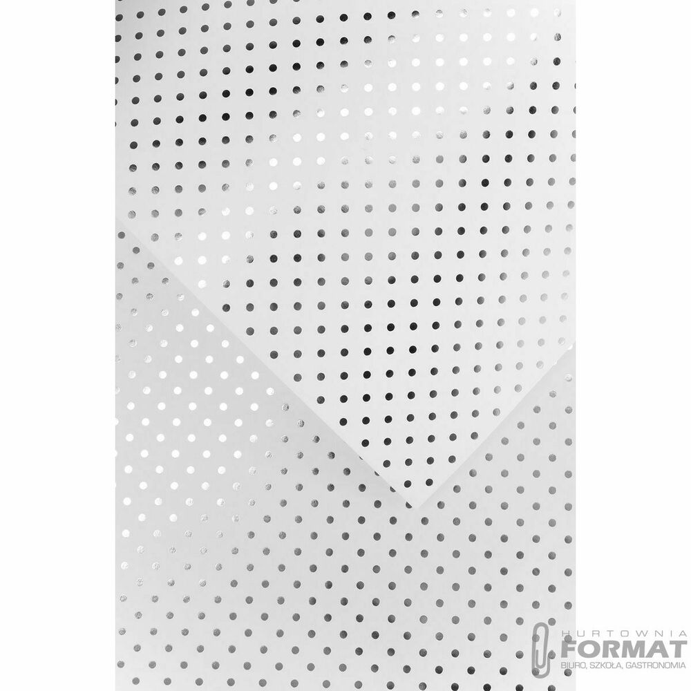 Papier ozdobny (wizytówkowy) Galeria Papieru metaliczne kropki srebrny A4 srebrny 200g (208933) 1