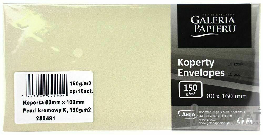 Koperta Galeria Papieru pearl kremowy kremowy [mm:] 80x160 (280491) 10 sztuk 1