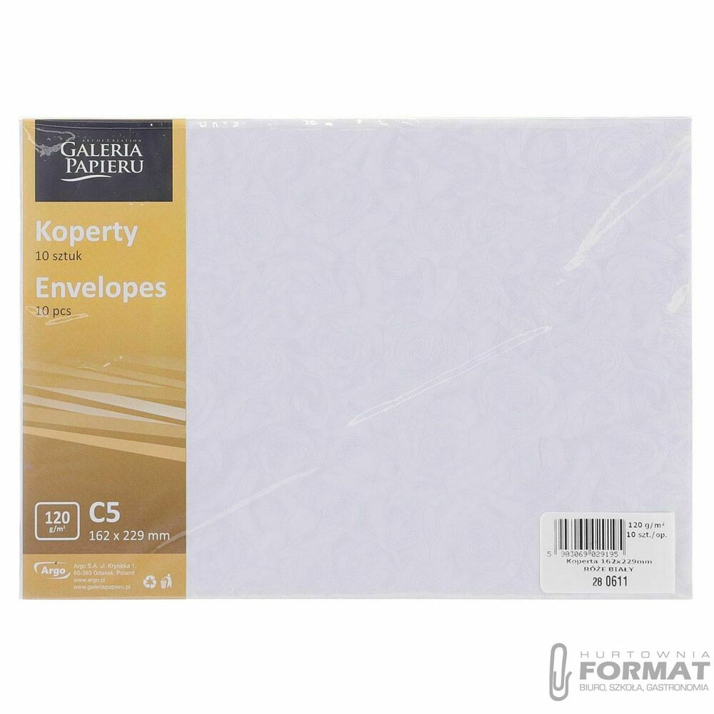 Koperta Galeria Papieru róże biały k C5 biały [mm:] 162x229 (280611) 10 sztuk 1