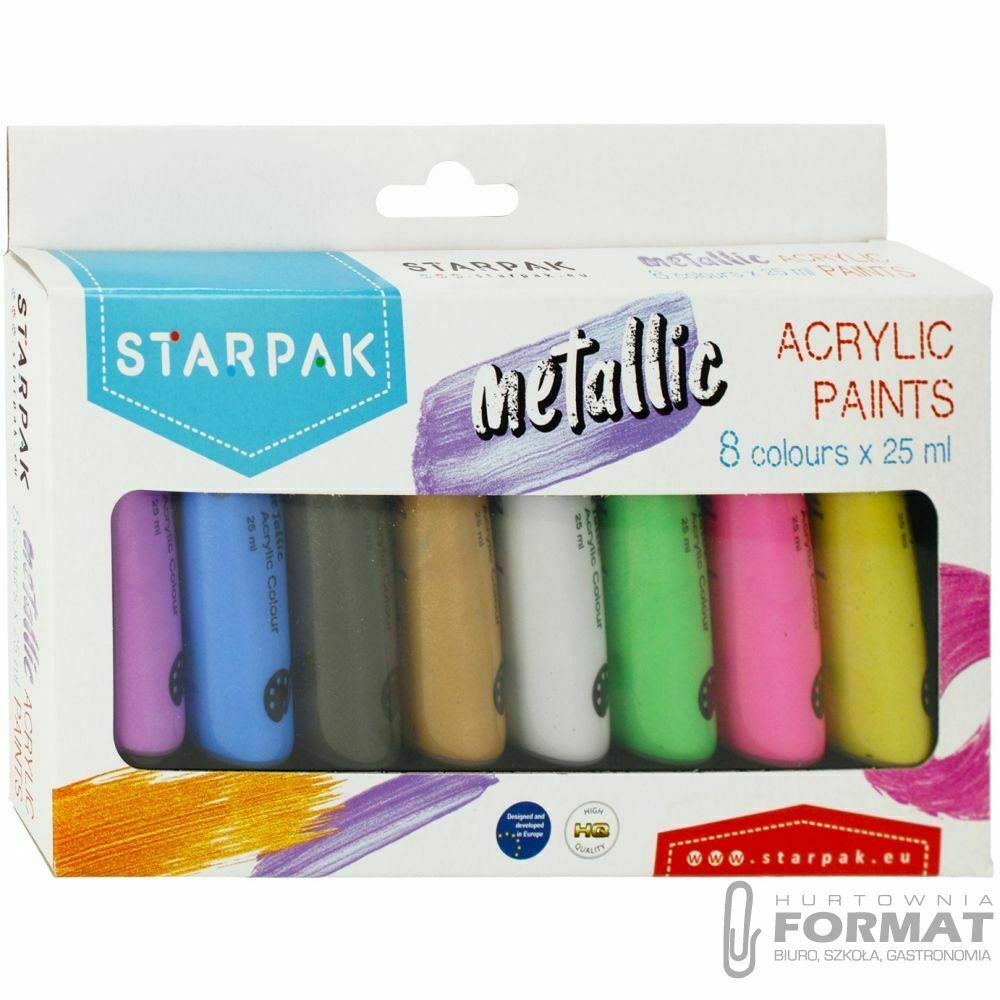 Farba akrylowa Starpak 8kolx 25ml, metalik kolor: mix 25ml (484980) 1