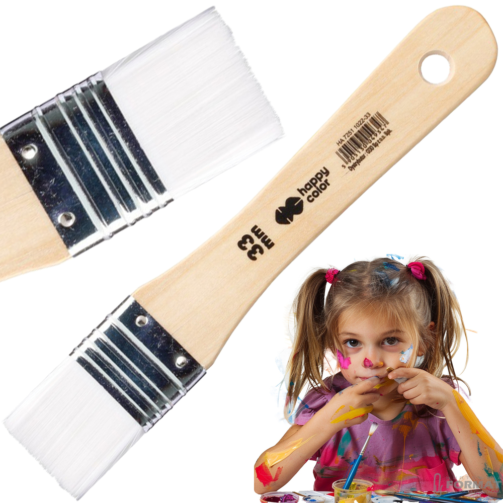 PĘDZEL NYLONOWY BIAŁY PŁASKI HOBBY HAPPY COLOR 7251 33 mm 1