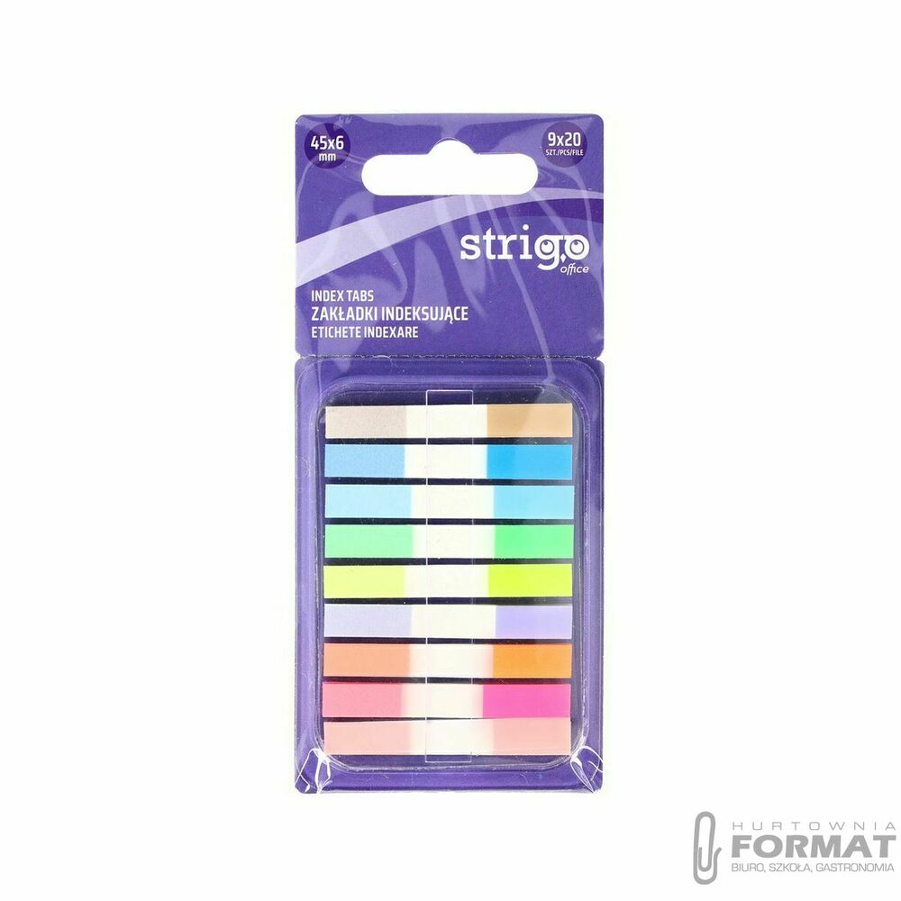 Zakładki indeksujące 45x6mm 9 kolorów STRIGO 1