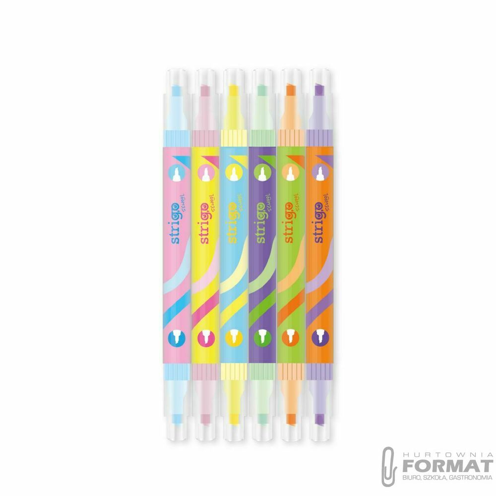 Zakreślacz Strigo 6szt pastelowych i 6 szt neonowych 2w1 (SSC442) 1