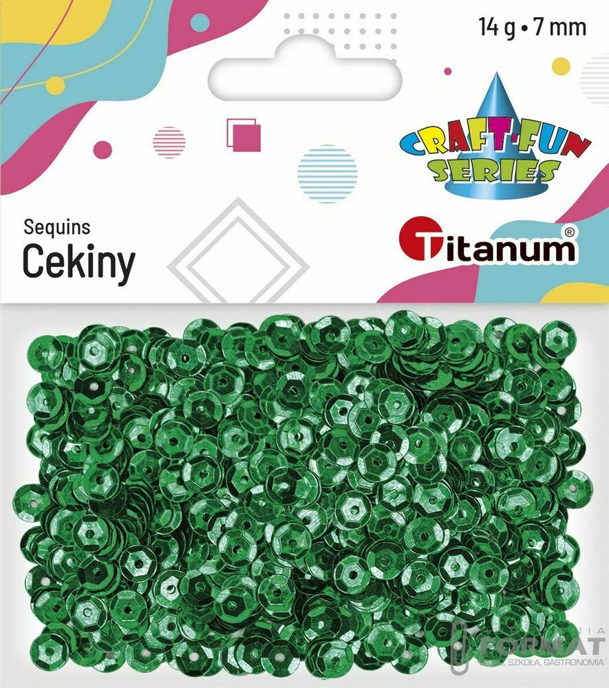 Cekiny Titanum Craft-Fun Series okrągłe 7mm zielone 14g (260078) 1