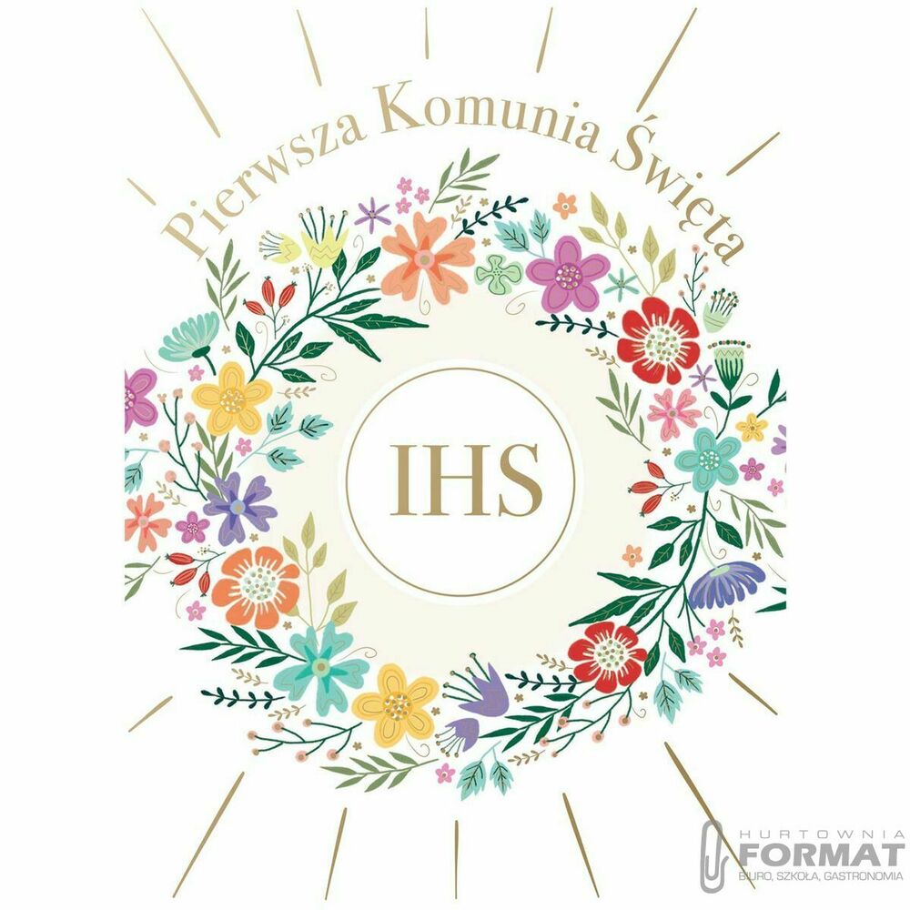 Kartka składana Henry KARNET B6 KOMUNIA  ZK KWIATY B6 (5907465661386) 1
