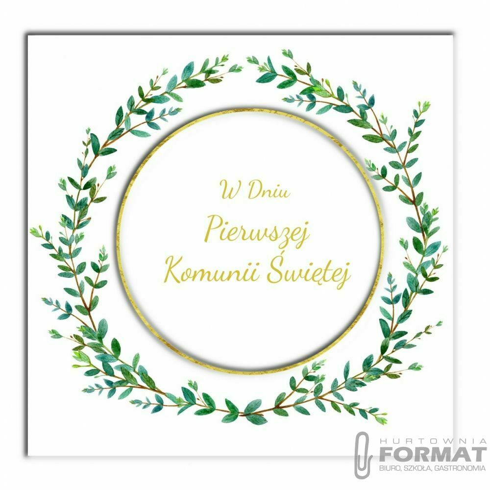 Kartka składana Henry KARNET KW KOMUNIA Wianek Liście C5 (5907465664851) 1