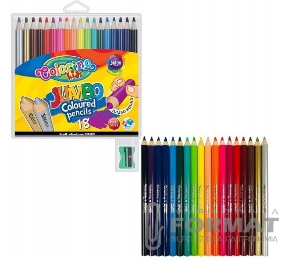 KREDKI OŁÓWKOWE JUMBO COLORINO 18K + TEMPERÓWKA 1
