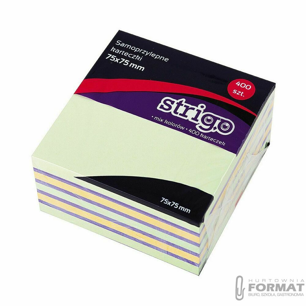 Notes samoprzylepny Strigo karteczki pastelowe mix 400k [mm:] 75x75 (SSN002) 1