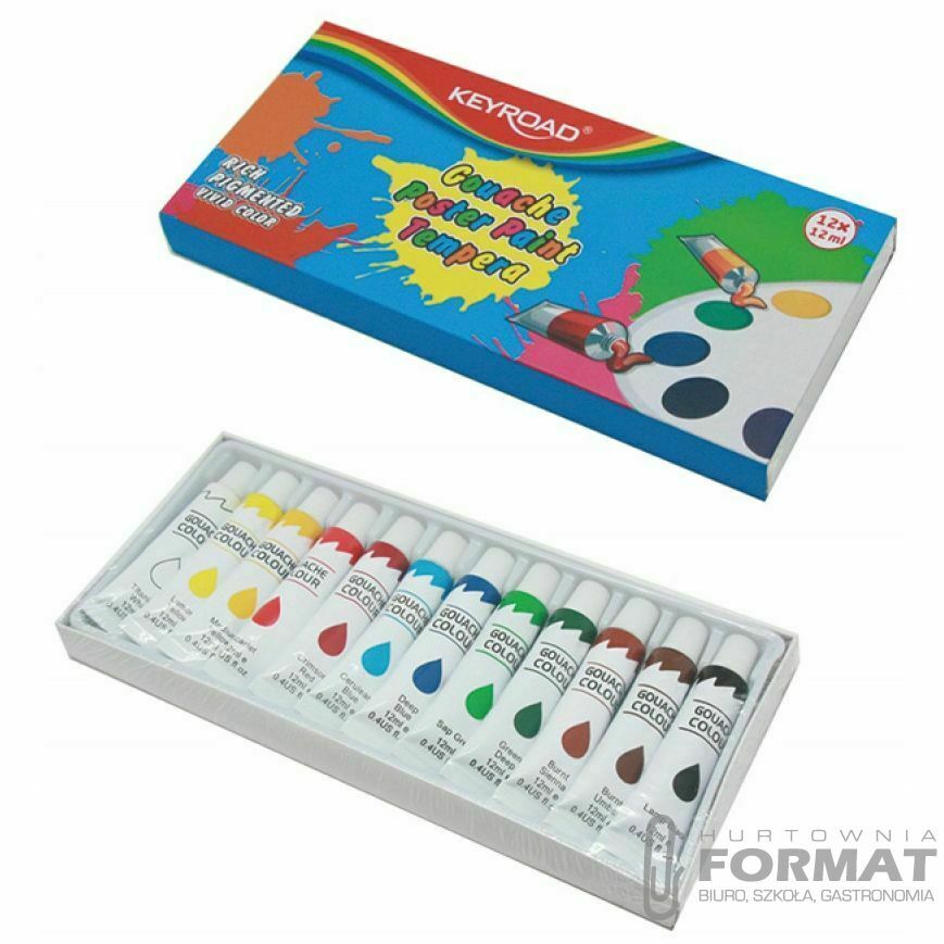 Farba tempera Keyroad kolor: mix 12ml 12 kolor. (KR52272) 1