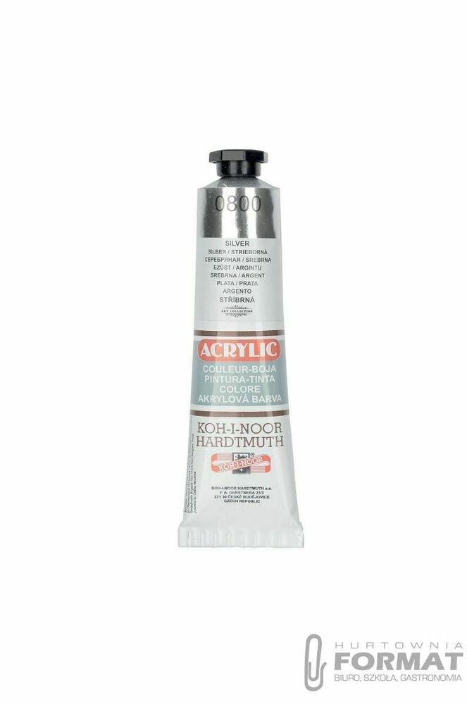 Farba akrylowa Koh-I-Noor srebrna kolor: Srebrny 40ml (0800) 1
