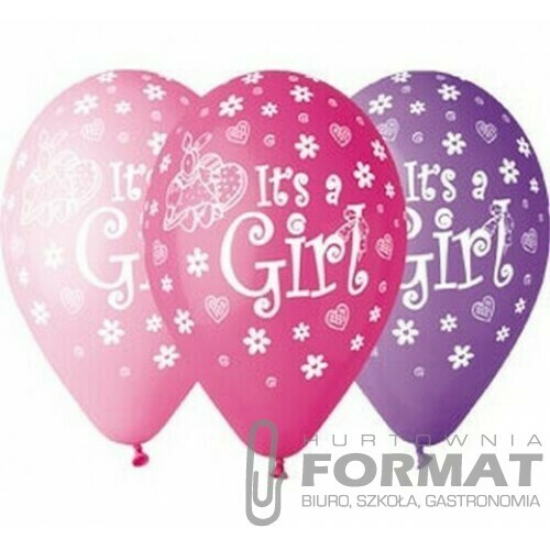 BALONY GUMOWE IT'S A GIRL 5 SZT NA HEL 1