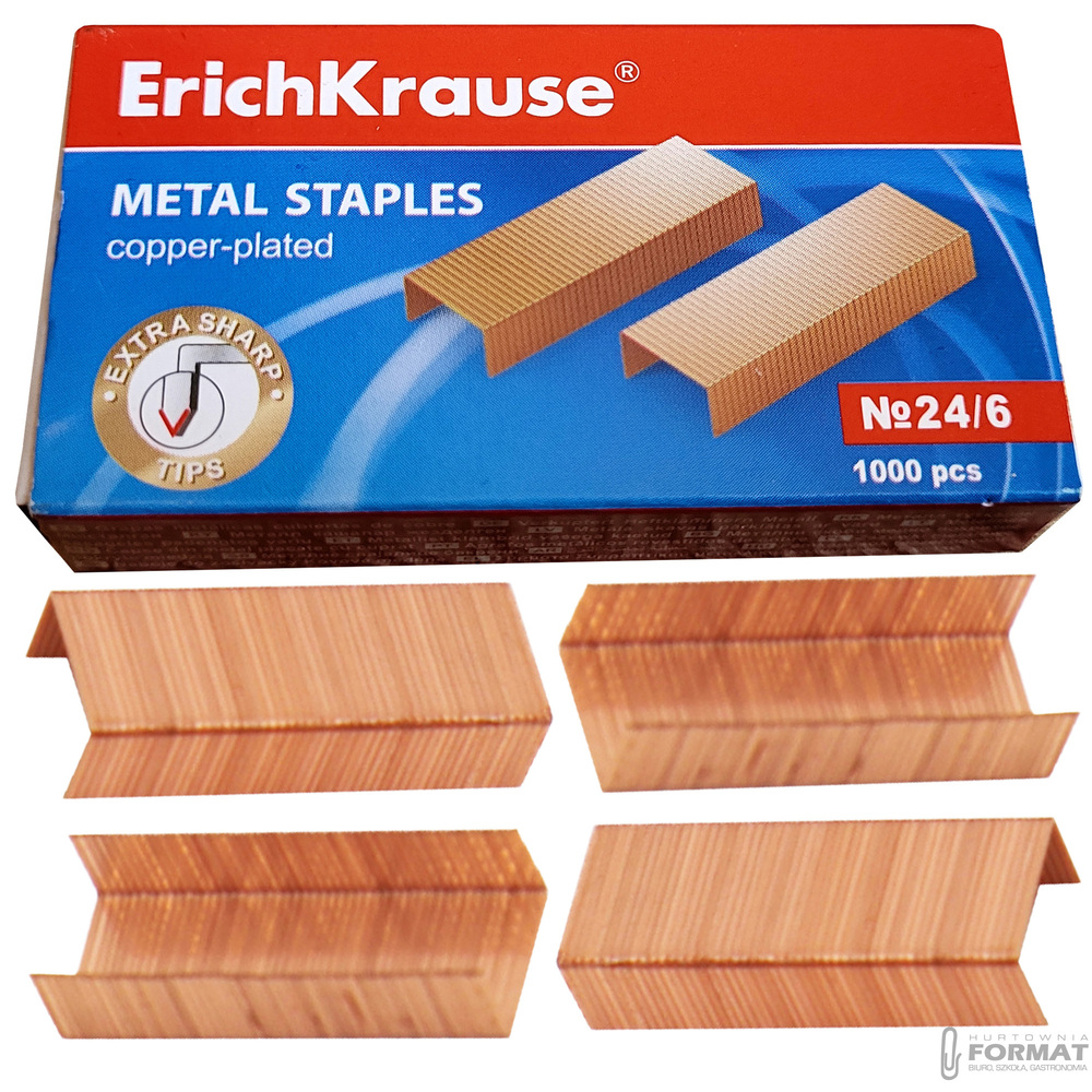 MIEDZIOWANE ZSZYWKI BIUROWE DO ZSZYWACZA 24 x 6 mm ERICHKRAUSE 1000 szt. 1