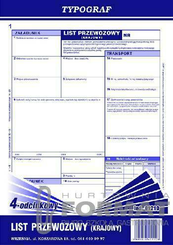 KRAJOWY LIST PRZEWOZOWY A4 /S/ 01210 1