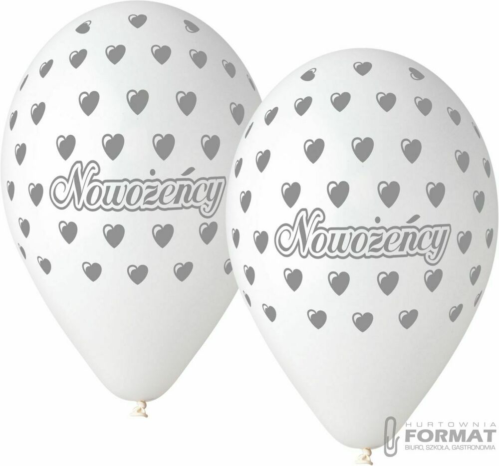 Balony Premium "Nowożeńcy" białe 12" 5 szt. 1