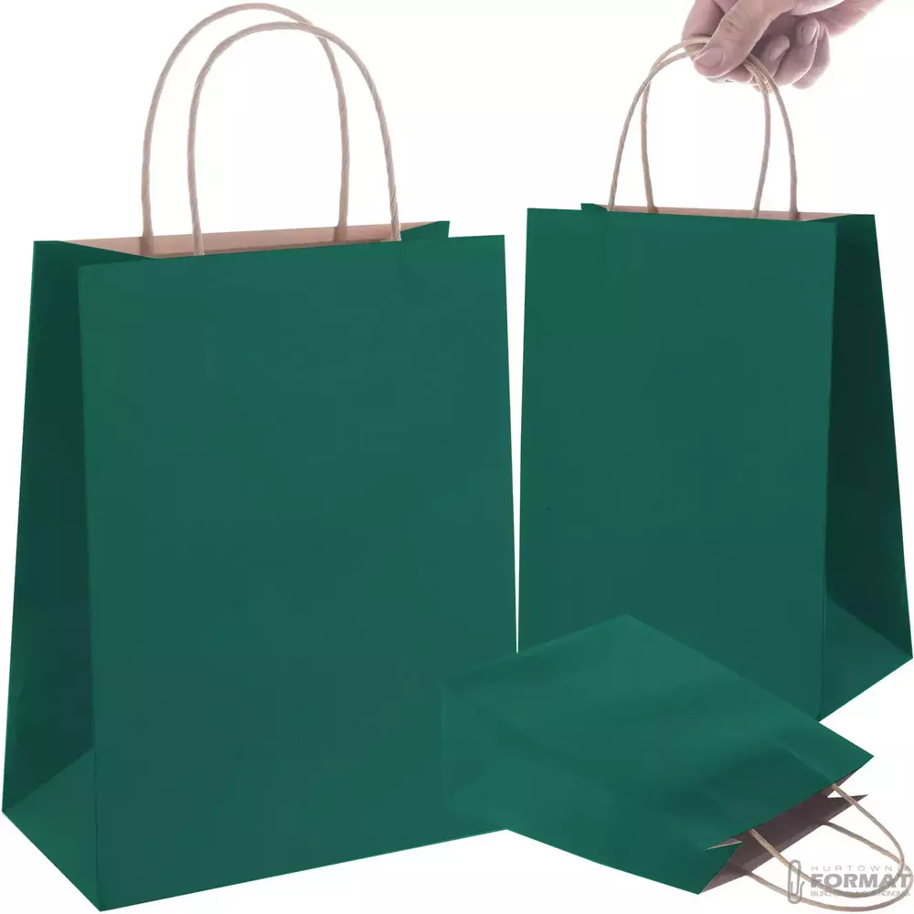 TORBA PAPIEROWA CIEMNO ZIELONA A5 225/80/180  1