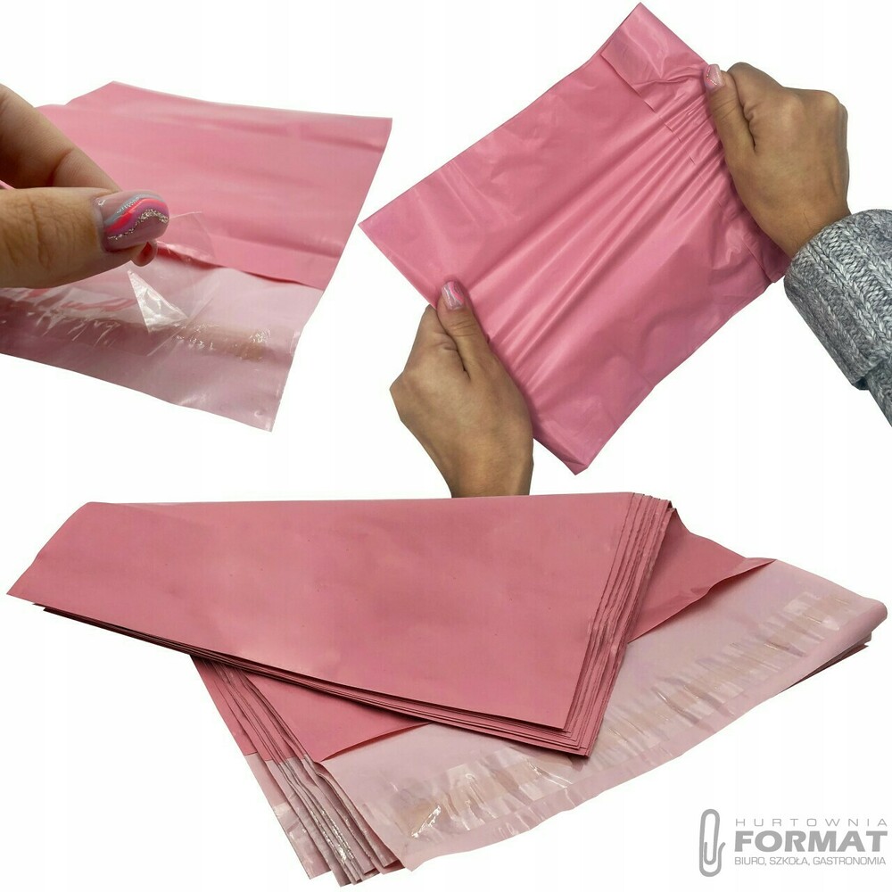 FOLIOPAKI KURIERSKIE B4 KOPERTY FOLIOPAK 260x350 MOCNE 50SZT RÓŻOWE 1